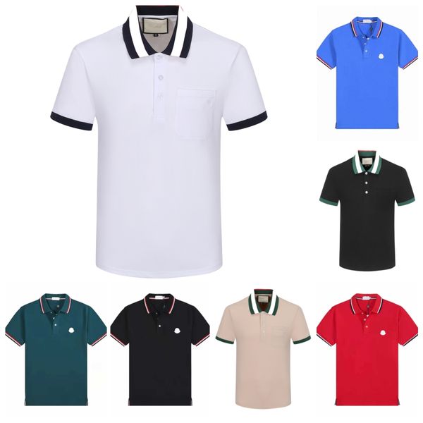 

2023 designer men's polos monclair classical shirts men luxury polos casual mens t shirt snake bee letter print embroidery fashion high, White;black