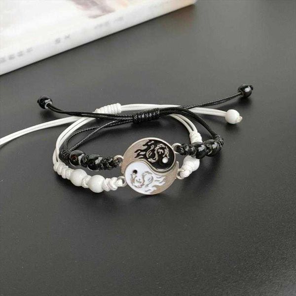 

chinese style yin yang tai chi bracelet a pair of female students couple ornament, Golden;silver