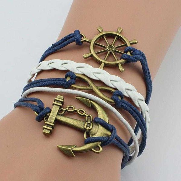 

hand weaving bracelet boat anchor infinity eight layered retro mengqi wholesale, Golden;silver