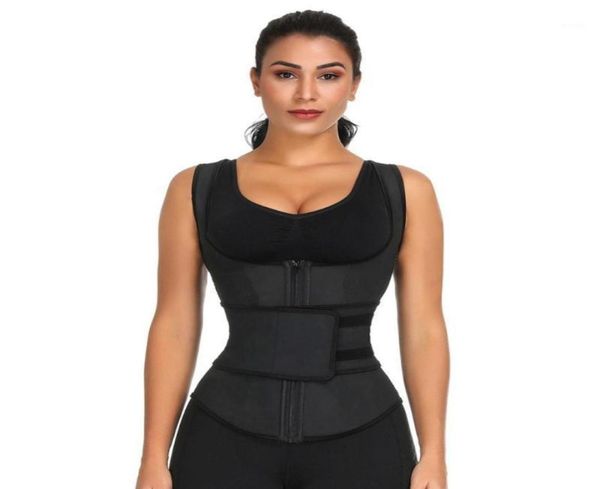 

s3xl waist trainer vest corset high compression women zipper body shaper underbust cincher girdle shapewear support19919895, Black;gray