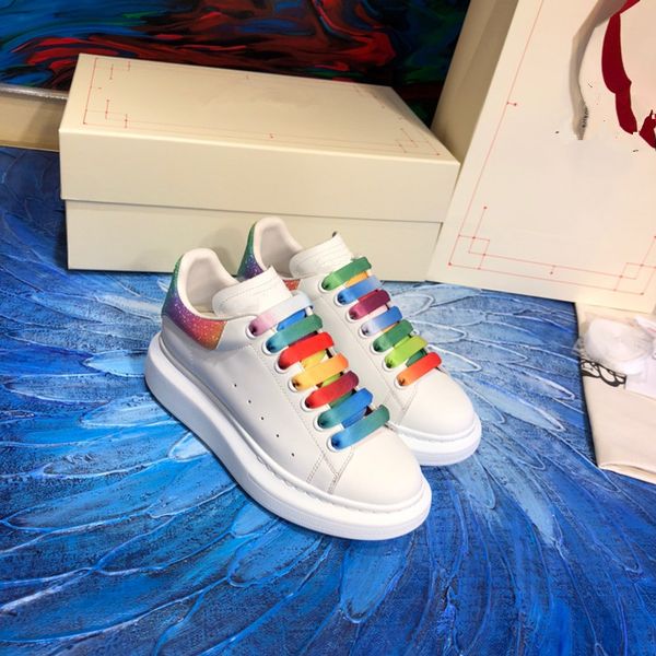 

designer shoes splicing trendy sneakers punk women genuine leather flat print white black chaussures sport 0426