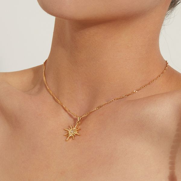 

luxury necklace 2 color designer necklaces for women new sun shape necklace ladies star clavicle chain jewelry fashion exaggerated trend eye, Silver