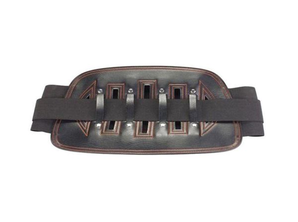 

waist support belt thermal breathable steel plate leather lumbar fixed brace warmer household protection tool back8768312, Black;gray