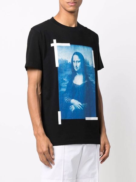 

off1 mens and womens tshirt monalisa slim-cut t-shirt, White;black
