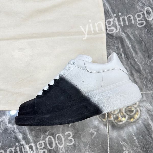 

new luxurys designer woman's shoe leather lace up men fashion platform sneakers white black mens womens casual shoes