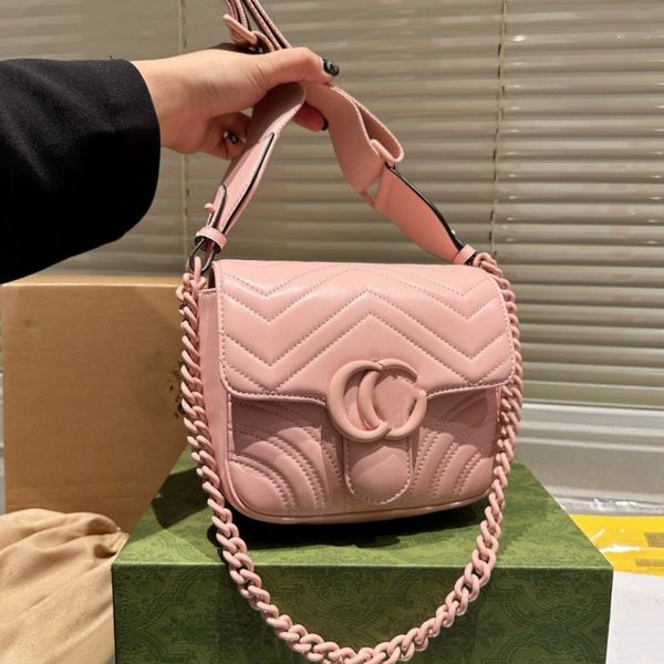 

designer bags luxury marmont chain shoulder bag macaron crossbody bag women leather wallet pink black white square hobo trendy new g 5a qual