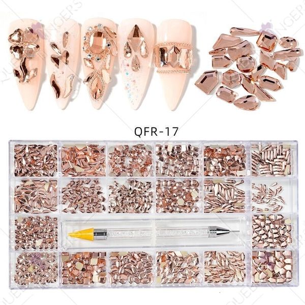 

false nails model mengkilap ab 3d flatback kaca seni kuku berlian imitasi berbentuk batu kristal mewah untuk diy dekorasi 230510, Red;gold