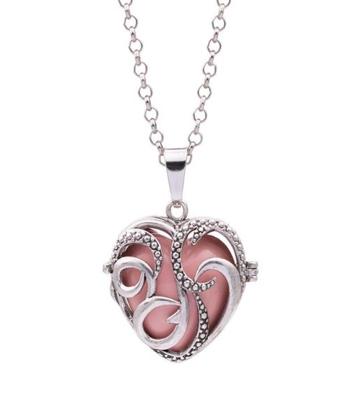 

pendant necklaces 1pc love heart necklace mexico sound chime angel ball caller locket for essential oil diffuser pregnant women fu9356820, Silver