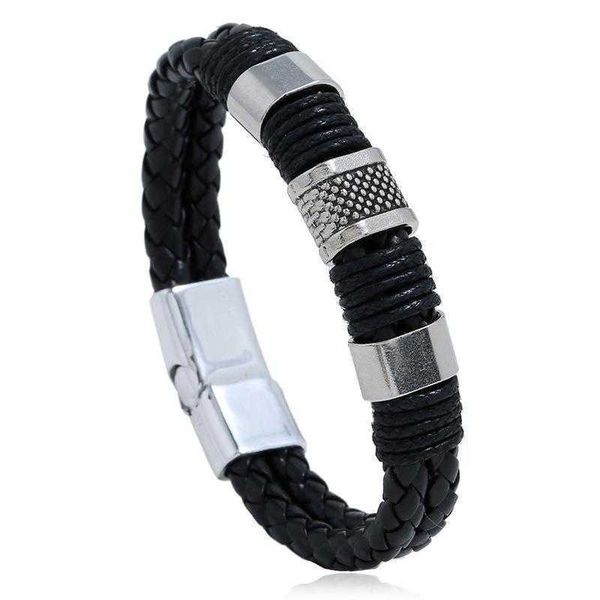 

pu braided bracelet magnetic mens simplicity leather, Golden;silver