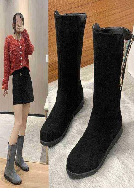

boots women cashmere plush padded winter long riding motorcycle boots shoes women frosted flat heel winter snow boots shoes j220919131311, Black