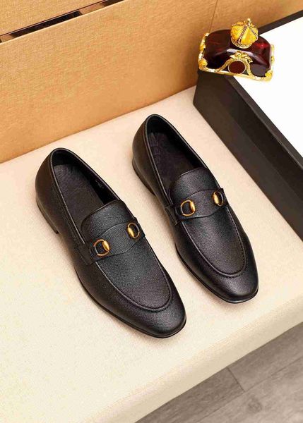 

designers dress shoes mens fashion loafers genuine leather men business office work formal shoes brand designer party wedding flat shoe with, Black