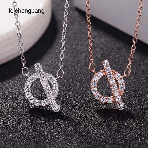 

luxury h ermes designer necklace s925 sterling silver q letter micro inlaid diamond with love ma family fashion trend versatile collar chain, Black