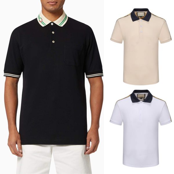 

men's polos man embroidery collar trim fit men slim stretch short sleeves, White;black