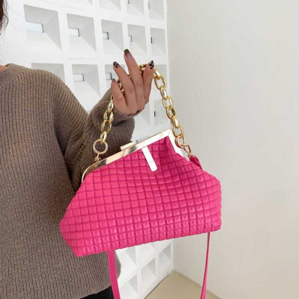 

27% off 2023 handbag autumn new embossed plaid one shoulder crossbody fashion versatile metal clip chain bag