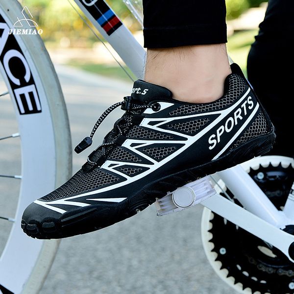 

dress shoes jiemiao casual mtb cycling men women road bike outdoor racing sport mountain bicycle sneakers sapatilha ciclismo 230510, Black