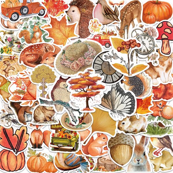 

50pcs autumn forest cute animals rabbit fox squirrel graffiti stickers for diy luggage lapskateboard motorcycle bicycle stickers