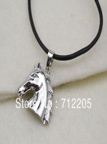 

10pcs a lot fashion rhodium plated horses head pendant necklaces jewelrya10798202930, Silver