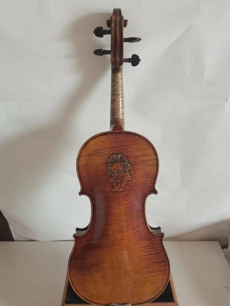 

master 4/4 violin 1pc flamed maple back spruce hand carved nice sound k2544