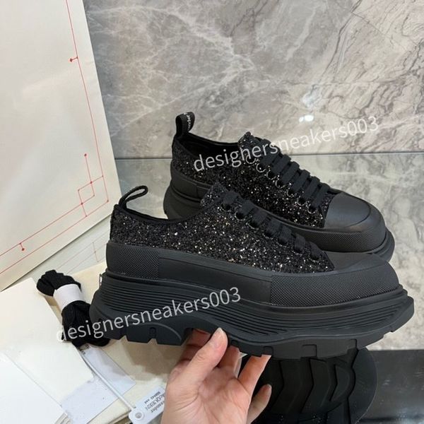 

new brand women designer casual shoes classic do-old dirty shoes mid double height bottom trainers leather glitter golden quality2023, Black