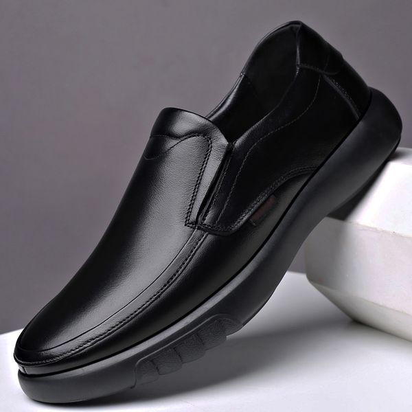 

dress shoes men casual shoes spring soft rubber solid colors loafers mens office slipon shallow pu leather shoes zapatillas hombre 230509, Black