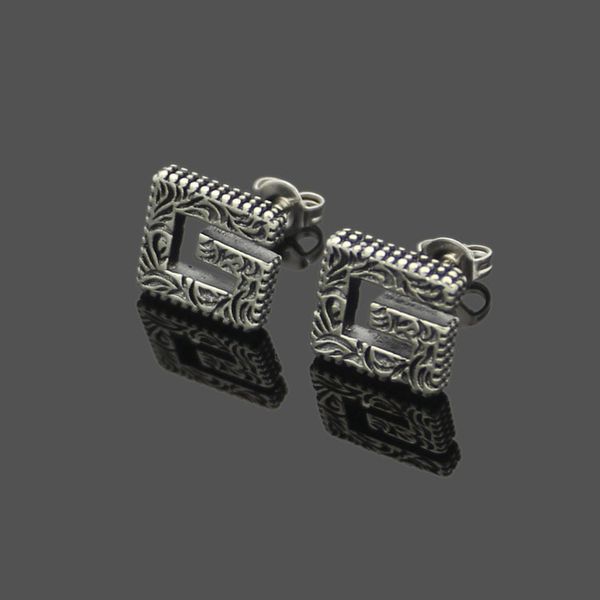 

fashion jewelry women designer studs luxury brass carving square g-letter pattern earrings, Golden;silver