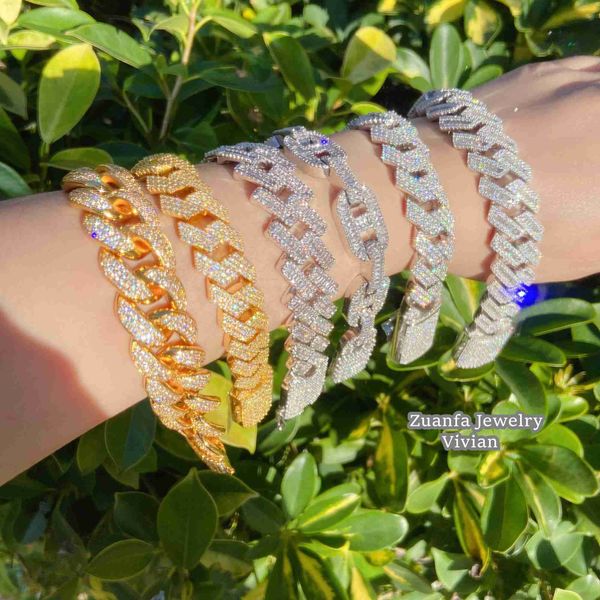 

hip hop iced out buss down vvs moissanite cuban link chain silver custom necklace