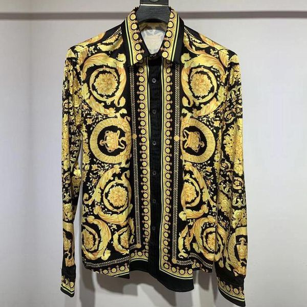 

men's casual shirts 2023 longsleeved turndown collar spring party clothing luxury floral print shirt blouse camisas 230511, White;black