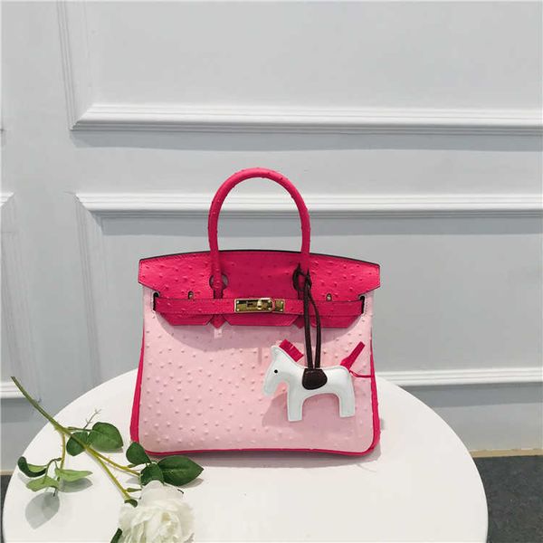 

desigenr bags birkins ostrich leather 5a genuine leather handswen pattern color cowhide 2023