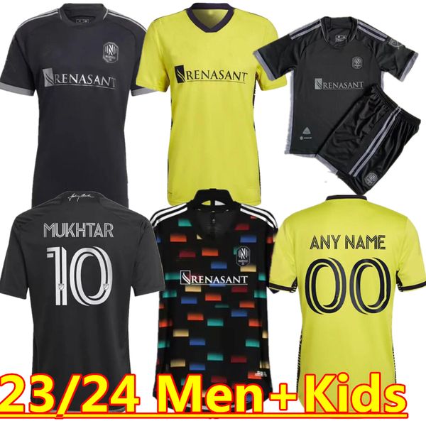 

2023 mccarty mukhtar mens sc soccer jerseys nashville home away concept version football shirt leal zubak zimmerman kids short sleeve unifor, Black;yellow