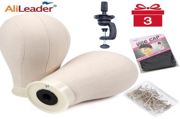 

wig stand alileader selling canvas block head 21quot22quot23quot24quot mannequin with holder making kit 2211037905532, White