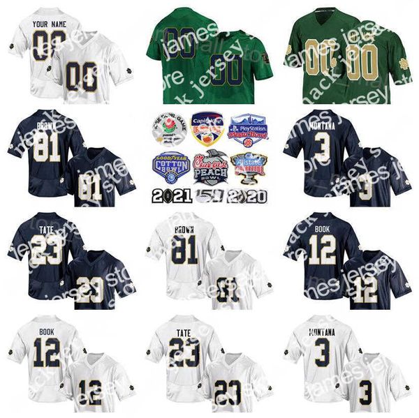 

24 ncaa football notre dame fighting irish college jersey 12 ian book 3 joe montana 6 jerome bettis 81 tim brown 81 alan page 23 golden tate, Black