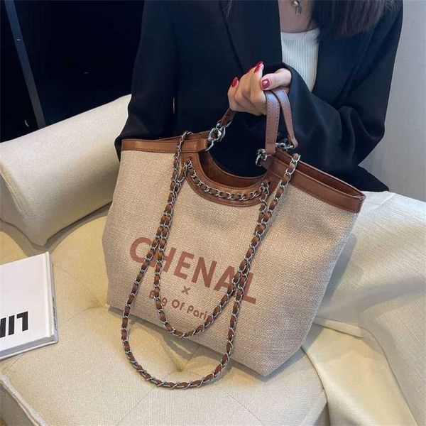 

17% off 2023 handbag large capacity women's summer new versatile canvas chain single shoulder fashion portable tote bag