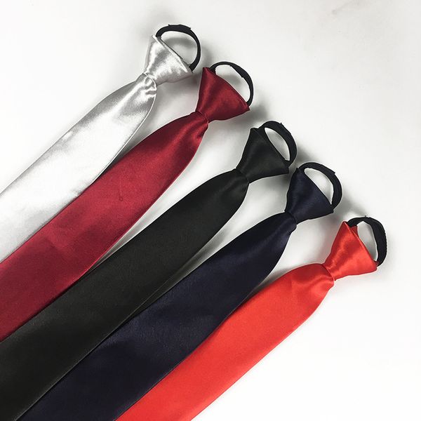 

groom tie men's zipper tie 5 * 38cm lazy man solid navy red black tie
