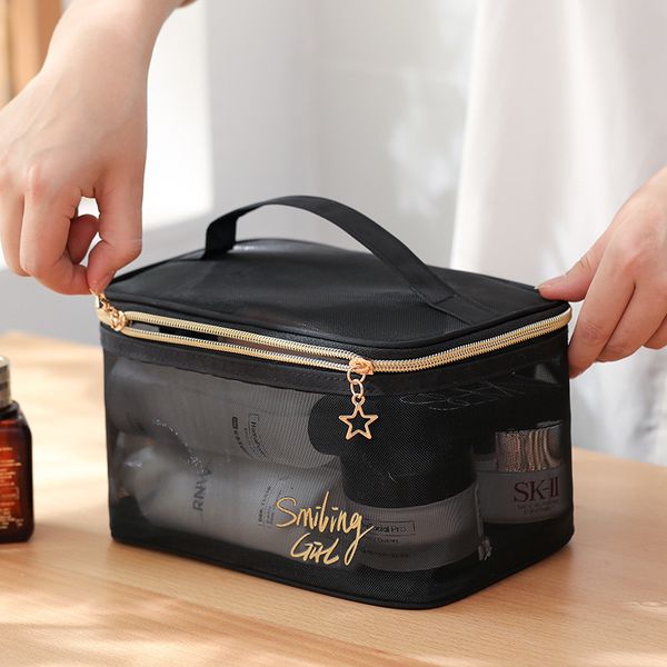 

cosmetic bags cases 1pc black mesh womens transparent travel comsetics brushes organizer beauty case small large toiletry makeup 230510