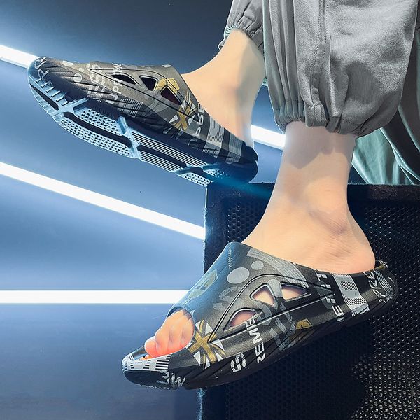 

slippers fashion men slides male summer shoes outside thick sole comfortable massage 230510, Black