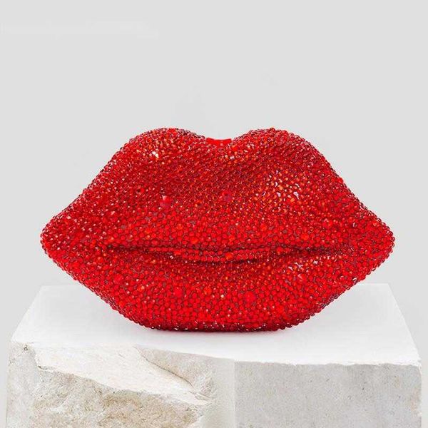 

shoulder bags mouth shaped rhinestone evening clutch wedding women novelty crystal dinner dress purses designer ladies chain handbag chic 23