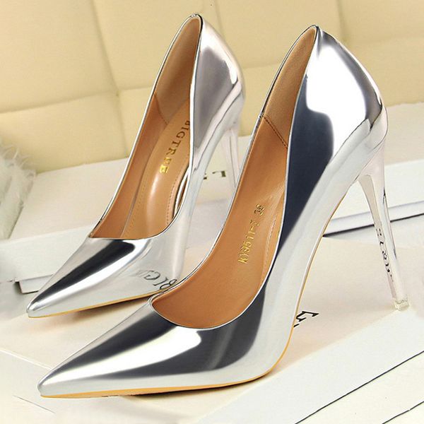 

dress shoes bigtree woman pumps patent leather high heels women basic pump wedding female stiletto heel plus size 43 230511, Black