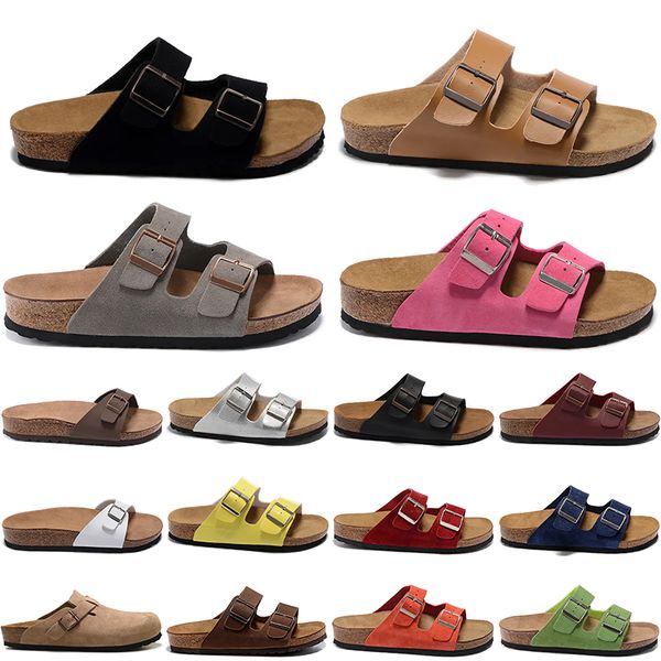 

birkens slippers plate-forme sandal slides boston clogs sandals men women slipper soft footbed suede leather buckle strap shoes outdoor jogg, Black