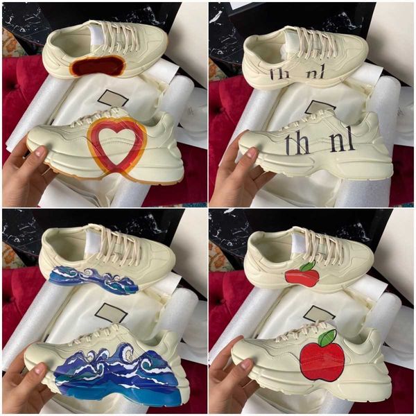 

casual shoes designer men women fashion sneaker trainer printing thick bottom trainers, Black