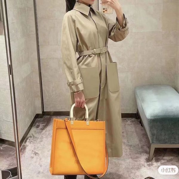 

luxury womens trench coats designer women windbreaker body letters print jacket loose belt coat female casual long trenchs coat m03, Tan;black
