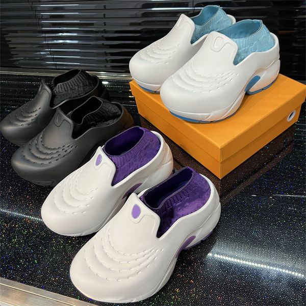 

2023 men women shark clog slide sandals slippers designer fashion thick soled eva rubber foam beach muller shoes 35-45, Black