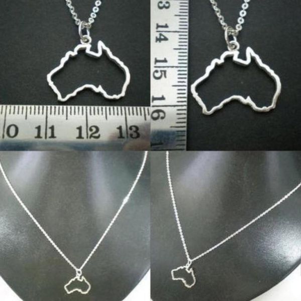 

5pcs outline australia map pendant necklace sydney melbourne perth brisbane tasmania geek city geographic map necklace jewel6112787, Silver
