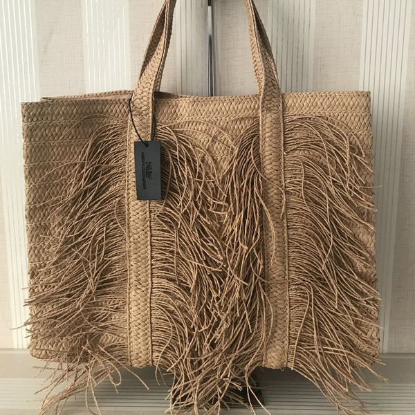 

evening bags large capacity tassel straw women shoulder handmade woven handbag big bohemia beach s shopper tote 230510