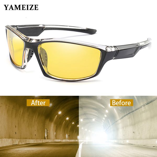 

sunglasses yameize antiglare night vision glasses for driving men polarized sunglasses yellow lens eyeglasses fishing driver goggles gafas 2, White;black