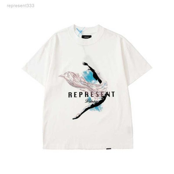 

represent abstract dancer girl slogan printed short sleeve t-shirt 7ogu, White;black