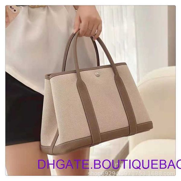 

original edition designer hremm party garden bags online store 2023 canvas handheld women's spliced cowhide contrast leather shoulder t