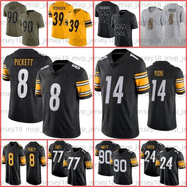 

najee harris football jersey 8 kenny pickett t.j. watt joey porter jr pat freiermuth minkah fitzpatrick roethlisberger polamalu george picke, Black;red