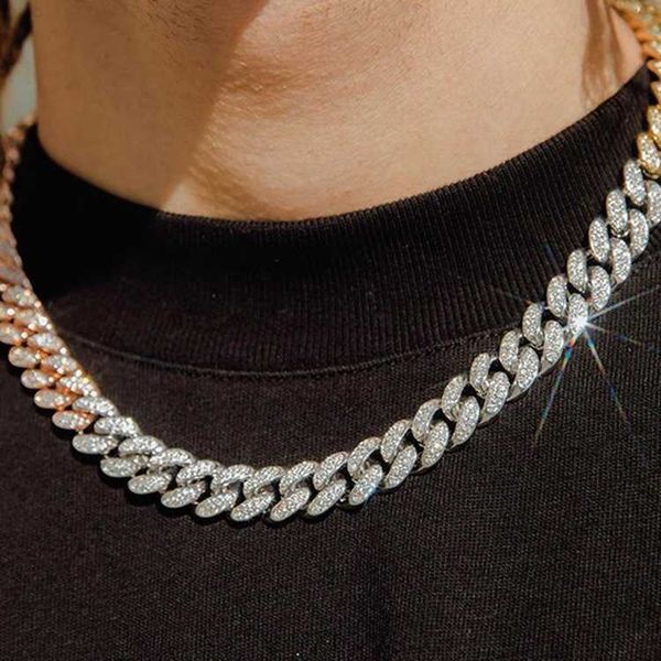 

yu ying hip hop jewelry 12mm 19mm wide 2rows 925 silver pass diamond tester moissanite diamond necklace cuban link chain