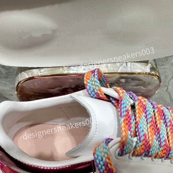 

2023new brand men designer casual shoes classic do-old dirty shoes mid double height bottom trainers leather glitter golden quality, Black