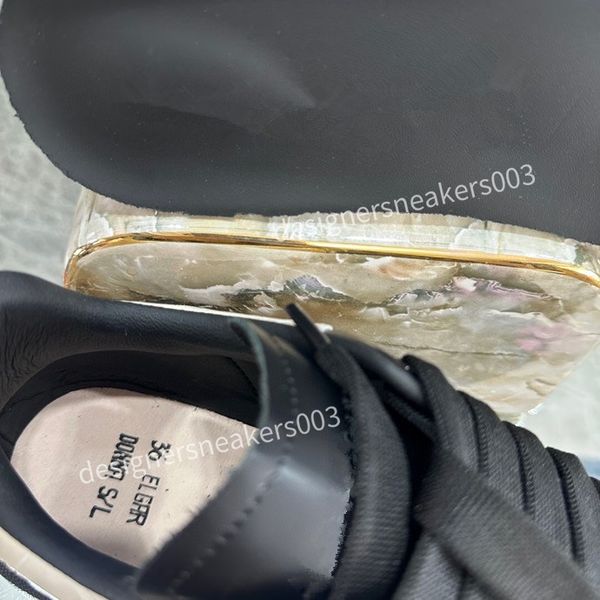 

brand fashion womens designer casual shoes classic do-old dirty shoes mid double height bottom trainers leather glitter golden quality2023, Black